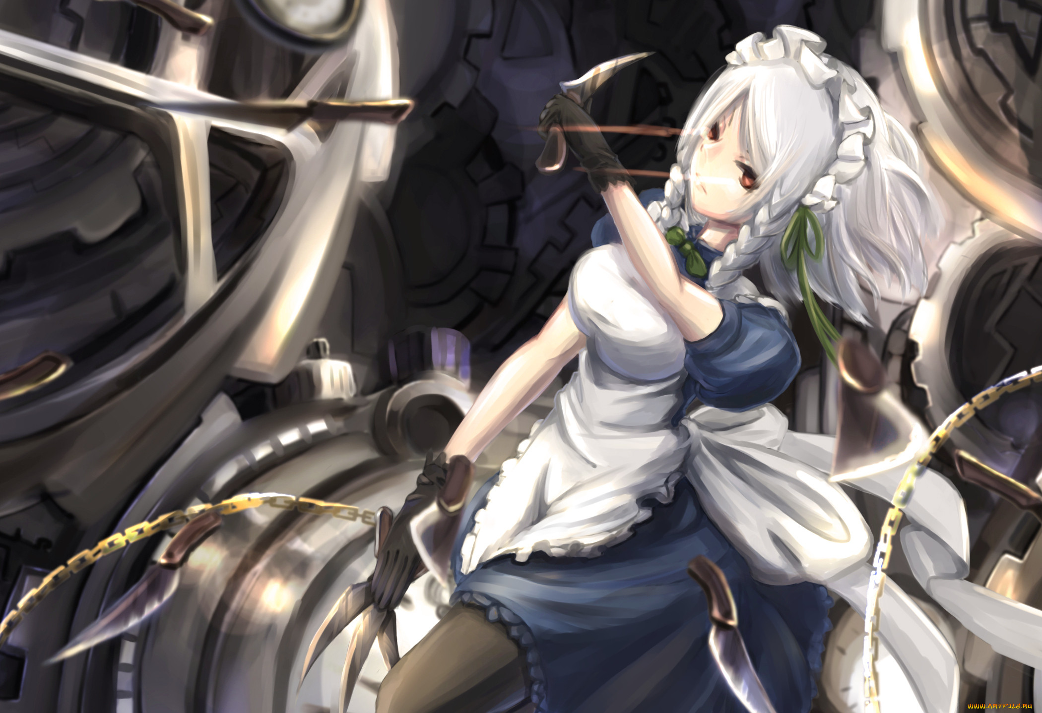 , touhou, kikivi, art, , , , , , , izayoi, sakuya, 